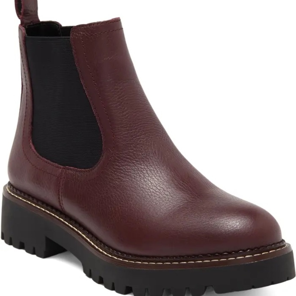 Miller Water Resistant Lug Chelsea Boot (Women) Size 7M Color Burgundy London